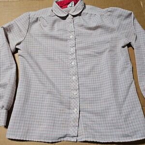 1980s Safeway Uniform By Fashion Seal Shane Button-Up Thin Striped Blouse Small